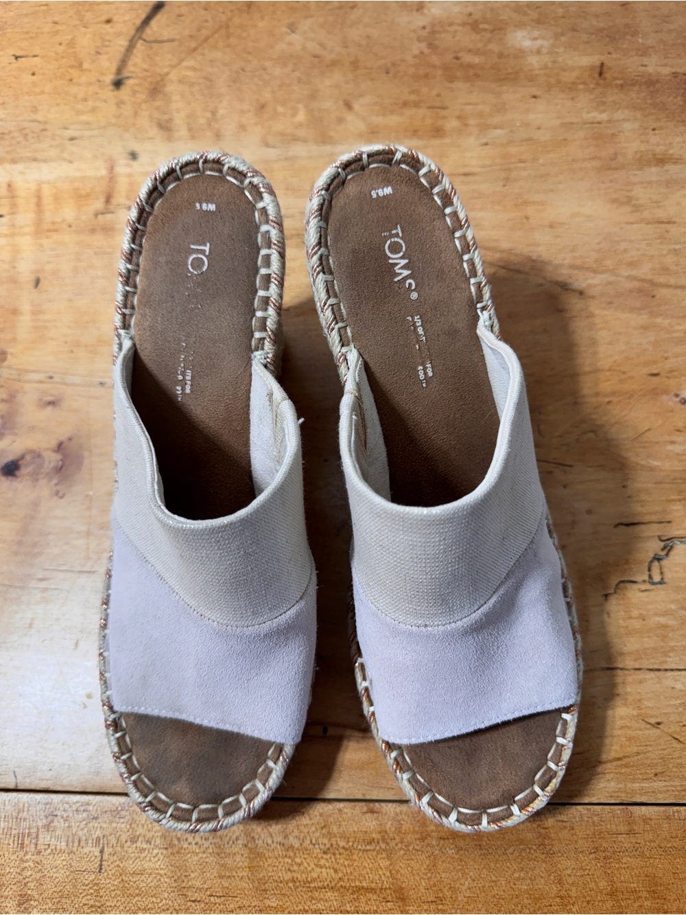 TOMS Cream and light tan  Slide Mules